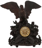 Tiffany Makers Black Forest Eagle Mantle Clock