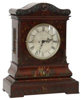 Lg English Decorated Mahogany Bracket Clock