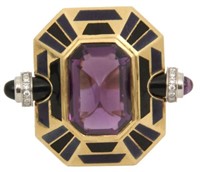 18K Cartier Deco Amethyst Cocktail Ring