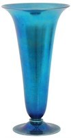 Steuben Blue Iridescent Art Glass Vase
