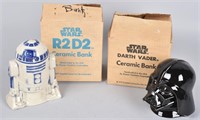 1977 ROMAN DARTH VADER & R2-D2 BANKS MIB