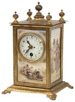 Porcelain And Bronze Mantle Clock