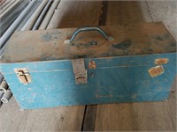 Vtg Metal Tool Box, Blue, Empty