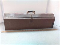 Vintage metal tool box w/ leather handles