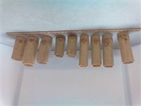 9 etched bamboo glasses.
