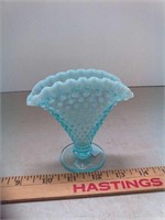> Fenton blue fan vase