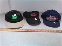 John Deere, Chevrolet and Budweiser hats