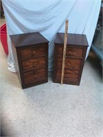 > (2) 3 drawer side end tables / nightstands