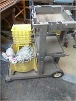 Plastic janitor cart with mop bucket and mop