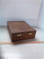 Globe antique oak library file card drawer cabinet