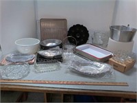 Bakeware and serving dishes.