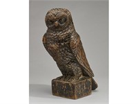 Old 19C Folk Art Wood Carving of an Owl