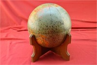 Old Metal Globe on Display Stand