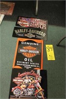 4 Harley Davidson Metal Signs