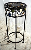 Vintage Round Wrought Iron & Jewels Plant Stand