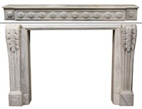 COLONIAL STYLE CARVED MARBLE FIREPLACE SURROUND