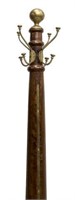 TALL TEAK AND BRASS STANDING COAT /HAT STAND