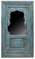 BRITISH COLONIAL STYLE CARVED & PAINTED MIRROR