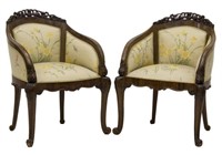 (2) ITALIAN LOUIS XV CARVED FAUTEUIL ARMCHAIRS