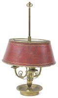 BOUILLOTTE STYLE GILT BRASS THREE-LIGHT LAMP