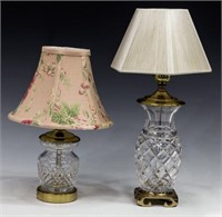 (2) WATERFORD CUT CRYSTAL TABLE LAMPS W/ SHADES