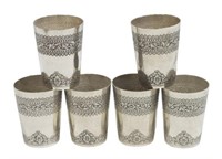 (6) INDONESIAN .800 SILVER REPOUSSE YOGYA TUMBLERS