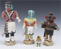 (4) NATIVE AMERICAN CARVED WOODEN KACHINA DOLLS