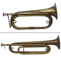 (2) BRASS BUGLES, ONE 1892 REPRODUCTION