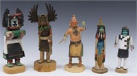 (5) NATIVE AMERICAN CARVED WOODEN KACHINA DOLLS