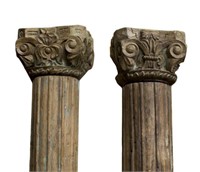 BRITISH COLONIAL STYLE CARVED TEAK COLUMN SUPPORTS