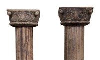 BRITISH COLONIAL STYLE CARVED TEAK COLUMN SUPPORTS