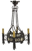 ITALIAN PIERCED WROUGHT IRON 8-LIGHT CHANDELIER