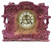 ANSONIA ROYAL BONN PORCELAIN CASE CLOCK, OPERATING