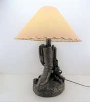 Heavy Western Cowboy Boot Lamp with Shade