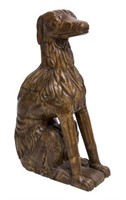 LIFE SIZE BLACK FOREST STYLE CARVED DOG FIGURE