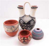 (4) Pieces Signed Navajo Pottery
