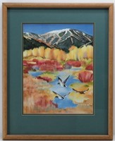Water Color Print, Lynn Toneri, Warm Springs Ski