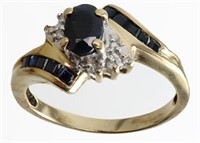 10k Black Onyx & Diamond Embellished Ring