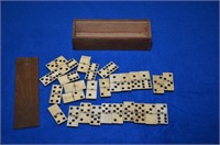 VINTAGE BONE AND EBONY DOMINO SET