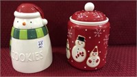 Pair of Hallmark Snowman Design Cookie Jars