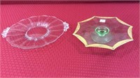 Pair Including Glass Serving Plate & Green