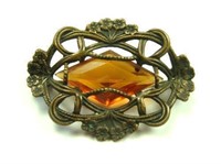1910 Transitional Period Topaz Stone Brooch