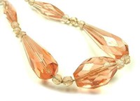 ART DECO Pink Glass Bead Necklace