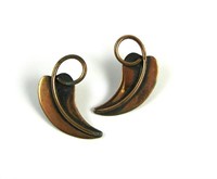 Vintage Rebajes Leaf Copper Earrings