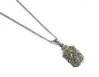 Vintage Sterling & Diamond Pendant Necklace
