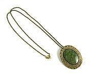 Vintage Sterling Green Stone Pendant Necklace