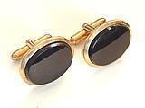 Vintage SWANK Faux Onyx Stone Cuff Links