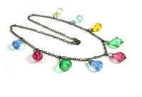 Art Deco Multicolored Glass Fringe Necklace
