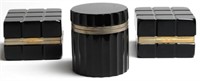 3 Black Glass & Ormolu-Mounted Boxes