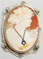 Diamond-Set Shell Cameo in 14K Gold Bezel